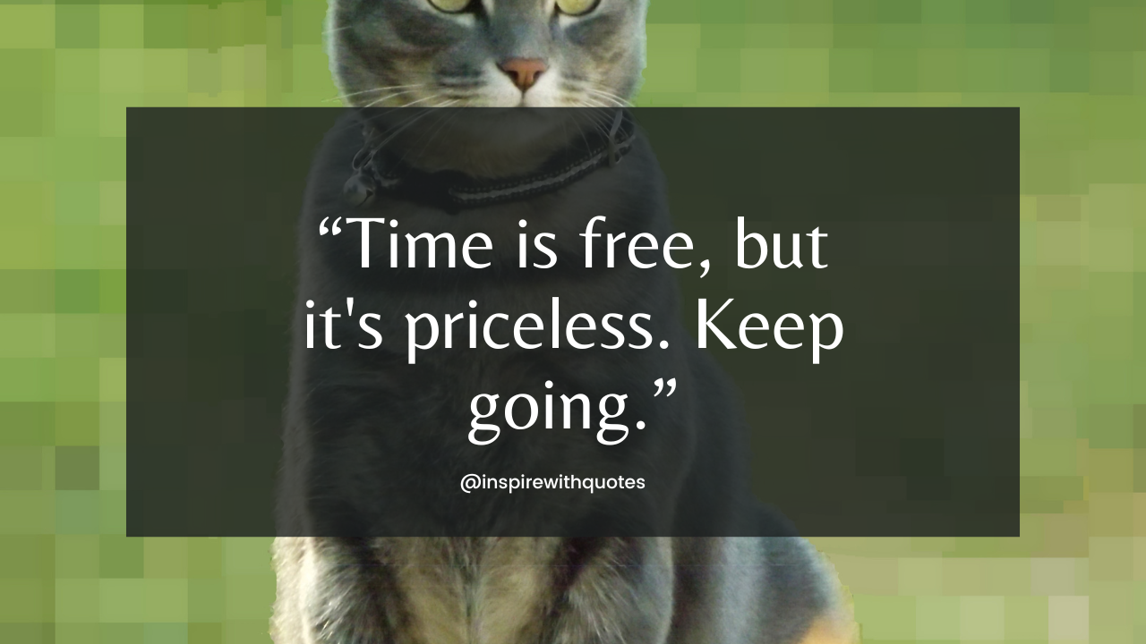 Time is free, but it's priceless. Keep going