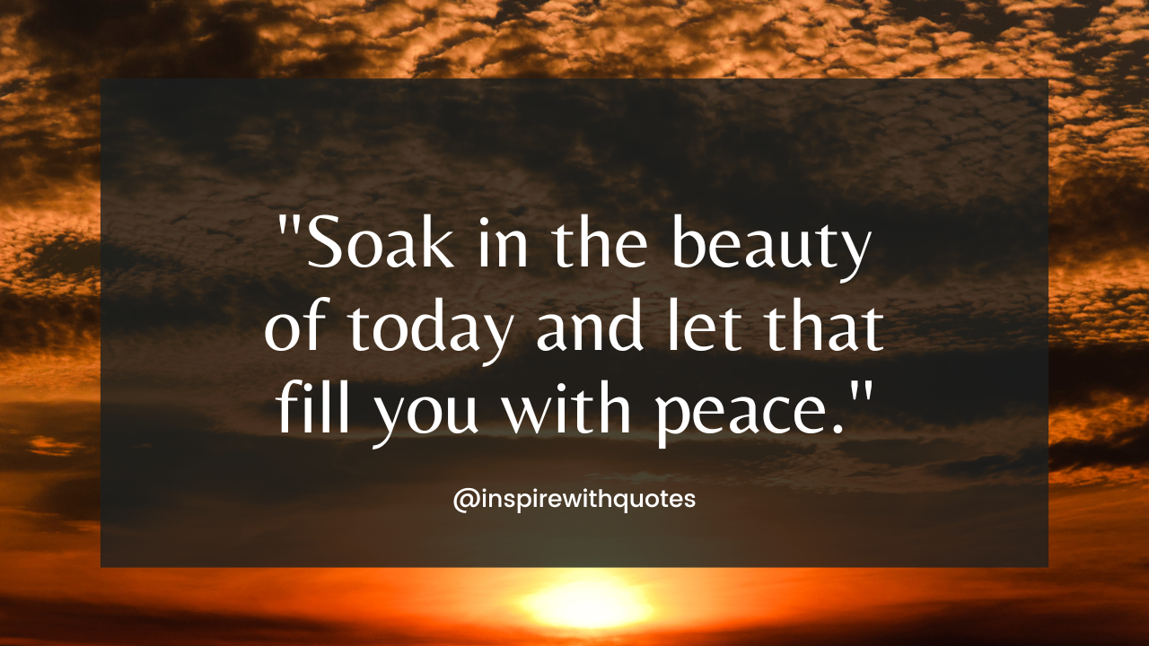 Soak in the beauty of today and let that fill you with peace