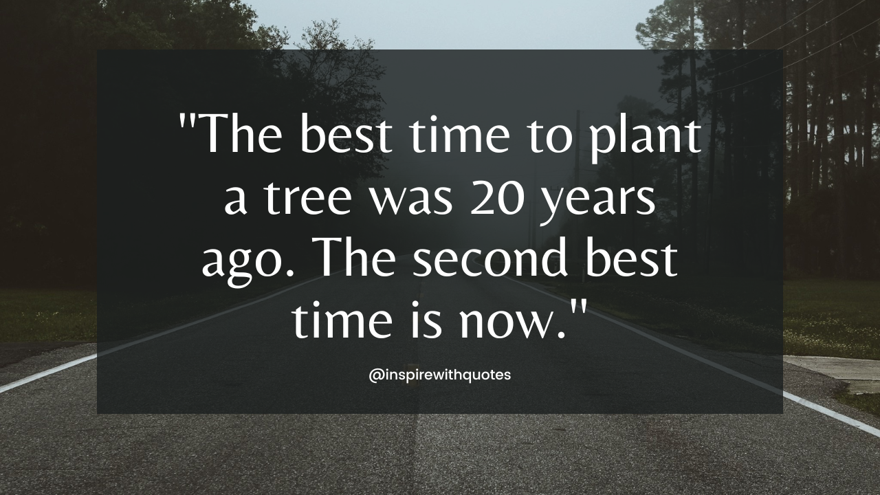 The best time to plant a tree was 20 years ago. The second best time is now