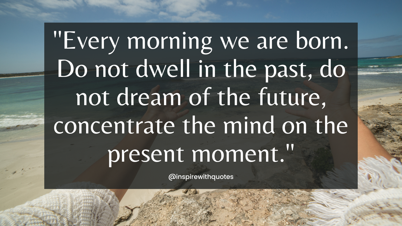 Every morning we are born. Do not dwell in the past, do not dream of the future, concentrate the mind on the present moment