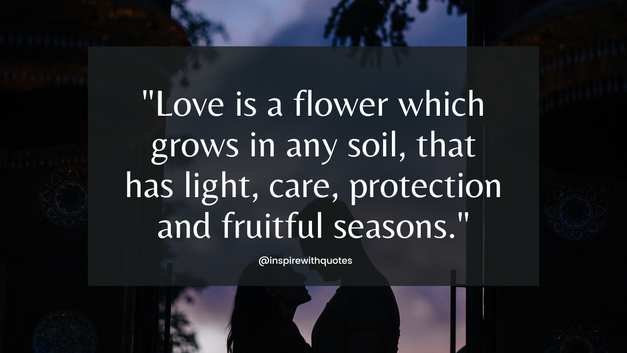 Love is a flower which grows in any soil, that has light, care, protection and fruitful seasons