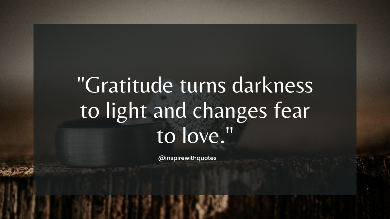 Gratitude turns darkness to light and changes fear to love.