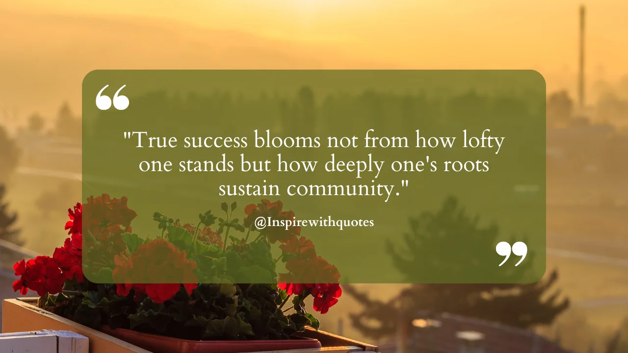 True success blooms not from how lofty one stands but how deeply one's roots sustain community