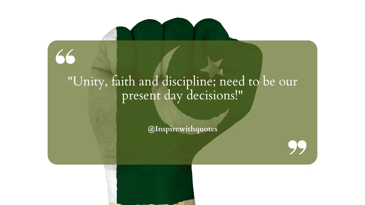 "Unity, faith and discipline; need to be our present day decisions!"